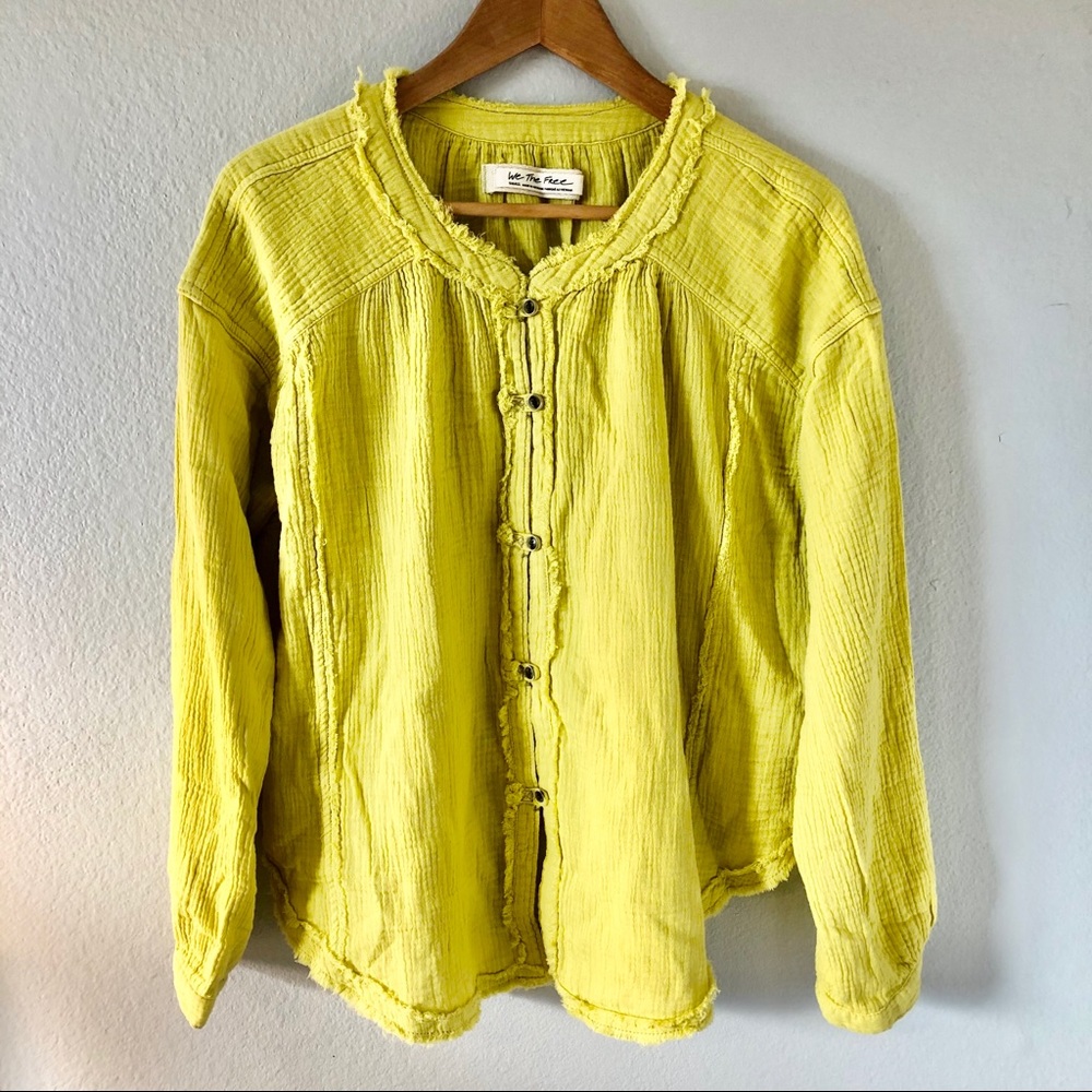 Free People Green Button-down Top